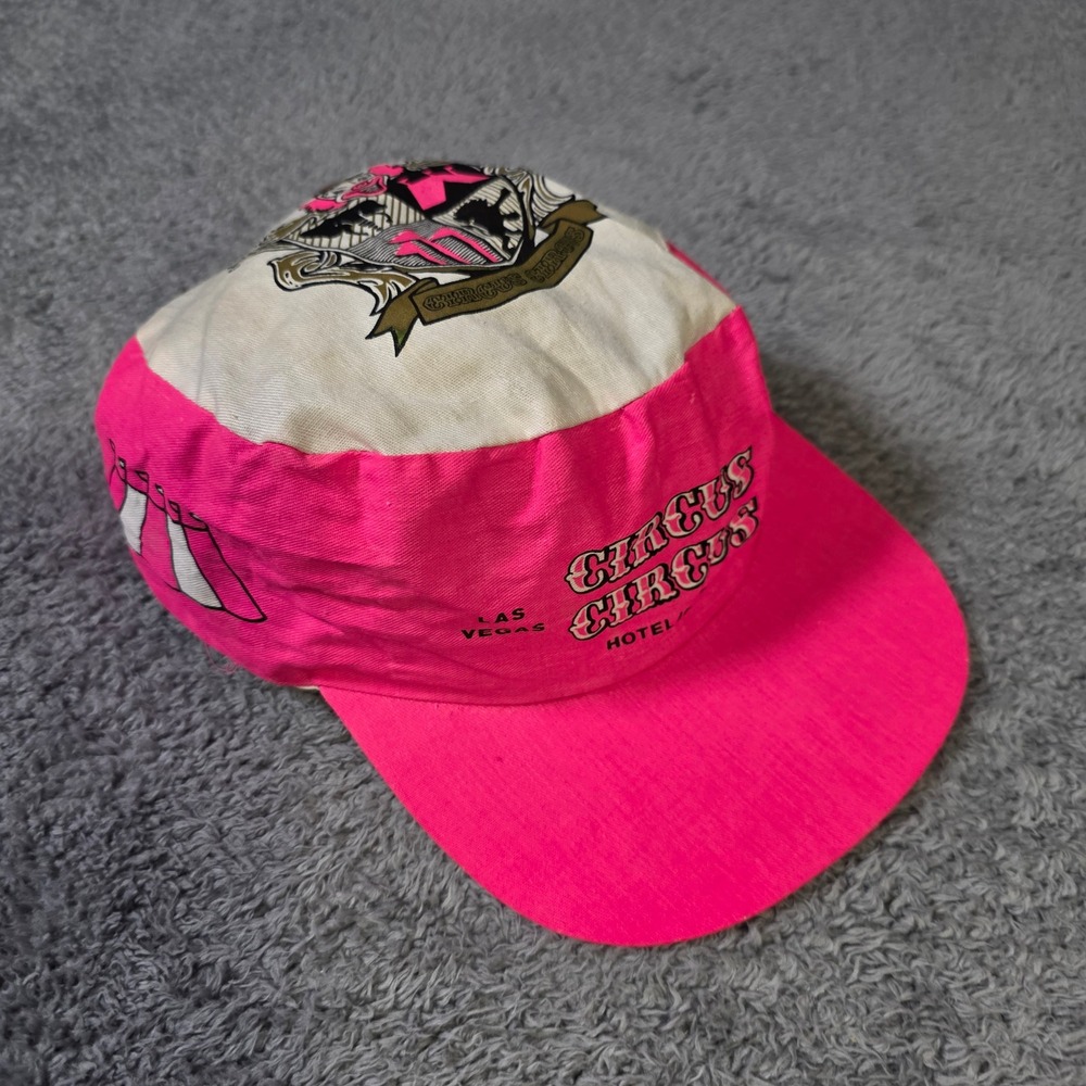 Circus Circus Las Vegas OSFM Painter Hat Pink White Vintage Souvenir Snapback